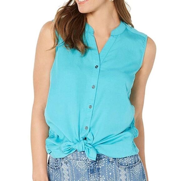 Style & Co Lyocell blue ruched in the side Size L - Picture 1 of 6